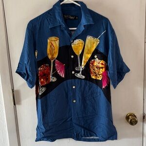 Vintage Tori Richard Hawaiian button down shirt tropical drinks Size Medium